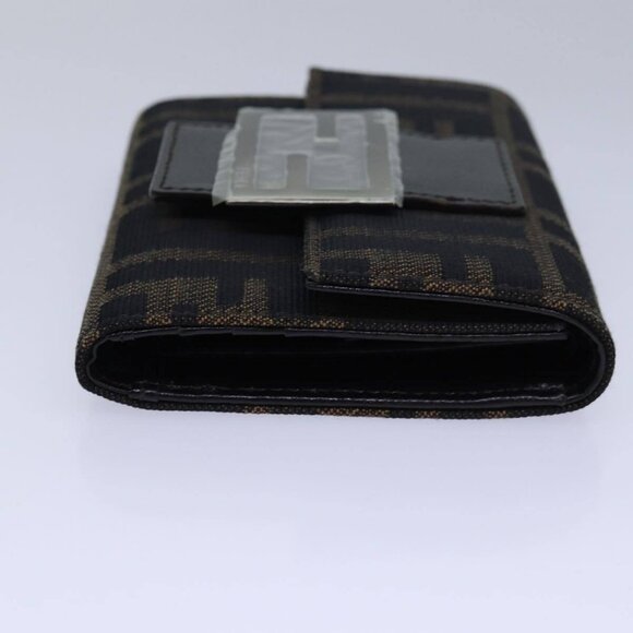 FENDI Zucca Canvas Wallet Black Brown Auth yk13705A - Picture 8 of 16
